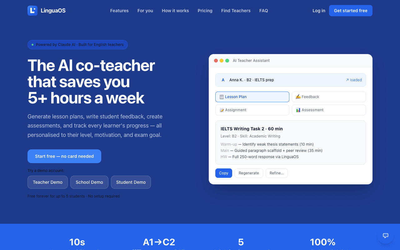 LinguaOS — Dashboard
